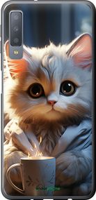 Чохол на Samsung Galaxy A7 (2018) A750F Білий кіт "5646u-1582-2448"