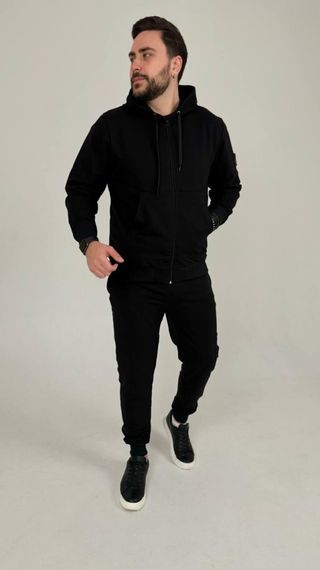 Спортивний костюм Stone Island з худі на молнії чорний | Зображення 5