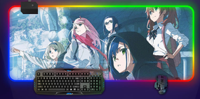 Игровая поверхность для мышки с Аниме принтом "Милый во франксе" Zero two LED  подсветка 800*300*4 мм 1203