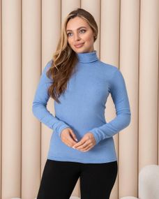 Женская теплая водолазка-гольф полушерсть на термо флисе цвет голубой размер 46/48 DM09.09