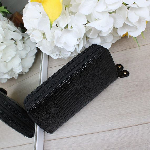 Кошелек женский из экокожи черный 19х9,5х4см | Зображення 2