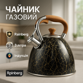 Обычный чайник со свистком Rainberg RB-2311 3л, Нержавеющие чайники со свистком Чайник 3 л DU-62