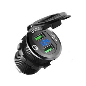 Автомобильная быстрая зарядка USB QC 3.0 с вольтметром (DS9602)