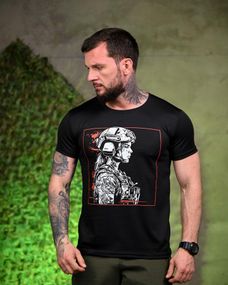 Тактична потоотводна футболка Girl black ПП7702
