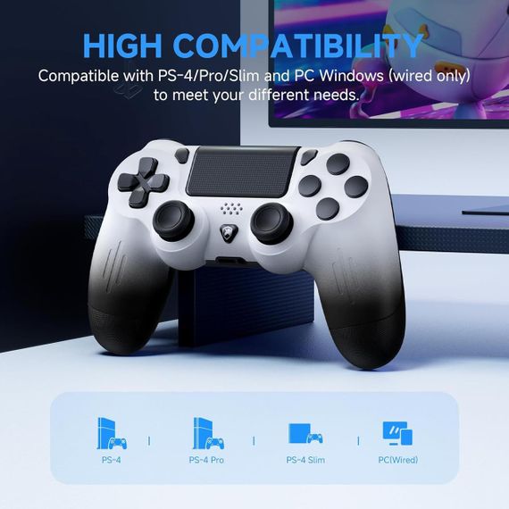 Контролер джойстик для PS4, для PS4/Pro/Slim/ПК, подвійна вібрація, гіроскоп, акумулятор 600 мА, ECHTPower | Зображення 1