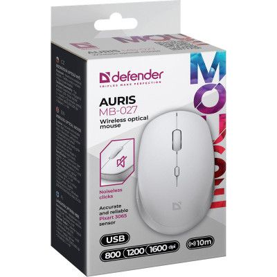 Мышка Defender Auris MB-027 Silent Wireless White (52028) | Зображення 4