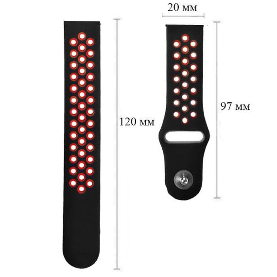 Спортивний ремінець Primo Perfor Sport годинника для Samsung Galaxy Watch 3 41mm (SM-R850) - Black&Red | Зображення 2