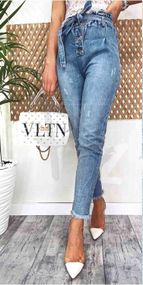 Джинси жіночі jeans мом з царапками весняний коттоновый 27, 28, 29, 30 розміри DM-3679 Блакитний
