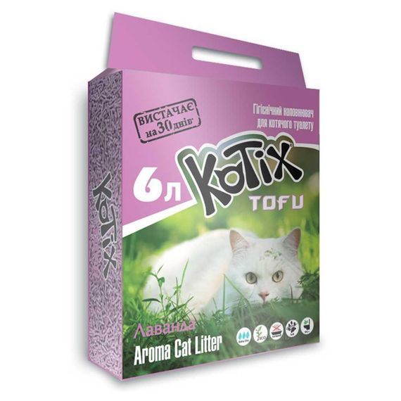 Наповнювач для котячого туалету Kotix Тофу Lavender 2,55 кг (6л)