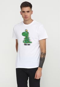 Футболка чоловіча біла з принтом "Tree Rex", XL