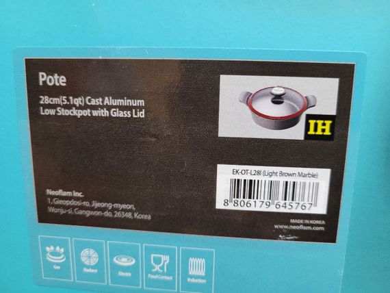 Каструля преміум класу зі скляною кришкою Neoflam EK-OT-L28I Light Marble з мармуровим покриттям 28см | Зображення 7