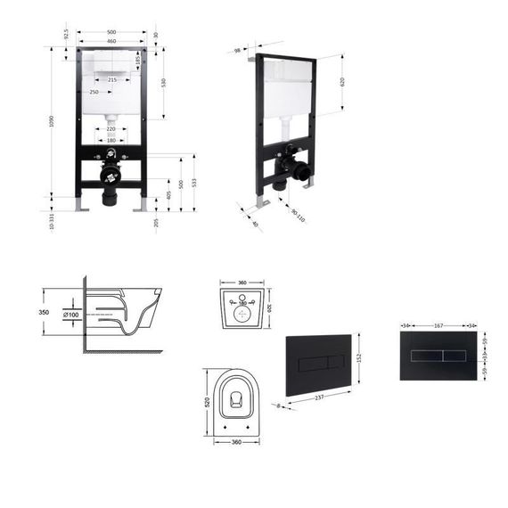 Готове рішення Qtap для ванної кімнати: підвісний унітаз Swan Ultra Quiet 520x360x320 + комплект інсталяції Standard (лінійна | Зображення 1