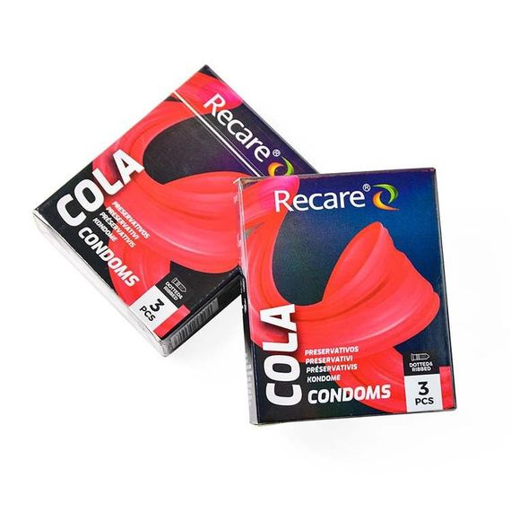 Презервативи Holographic Recare Cola Dotted&Ribbed Condoms 3 шт, з пухирцями і ребрами, аромат: Кола | Зображення 2