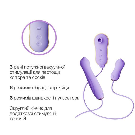 Набір 3в1 Zalo — UNICORN Set Violet, віброяйце, пульсатор, вакуумний стимулятор | Зображення 3