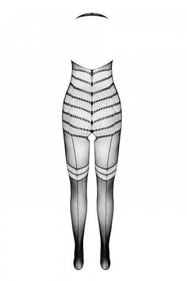 Бодістокінг з плетінням на животику Passion BS100 One Size, white, декоративний шов, з доступом | Зображення 3