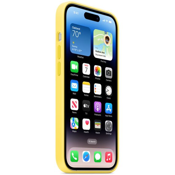 Чехол Silicone case (AAA) full with Magsafe для Apple iPhone 14 Pro (6.1") Желтый / Canary Yellow | Зображення 2