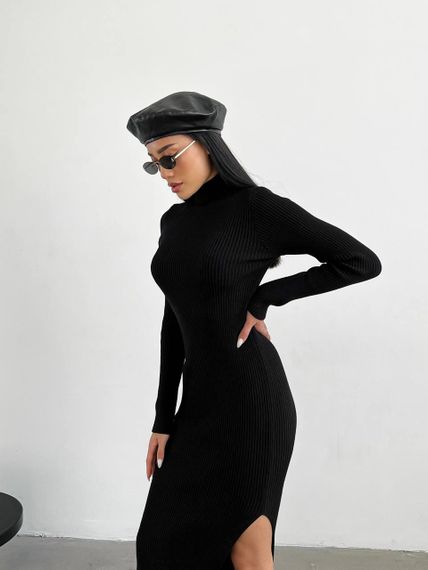 Сукня MAXI довга приталена з розрізом чорна 🖤🔥 M-L | Зображення 4