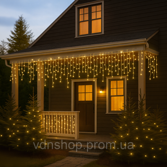 Уличная гирлянда Бахрома 12 м 200 LED белый провод Желтый 12MWY | Зображення 1