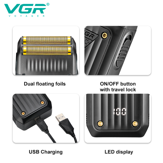 Электробритва VGR V-363 шейвер, двойное лезвие, LED дисплей | Зображення 2