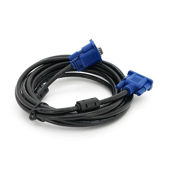 Кабель Merlion VGA 3+2 4m, male to male (тато-тато), 2 ферити, чорно-синій, пакет Q100 | Зображення 1