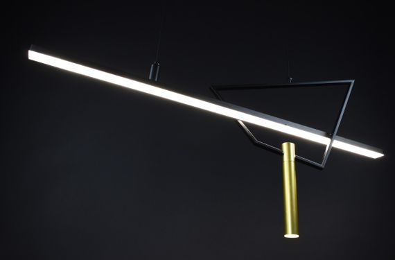 Люстра світлодіодна підвісна LED світильник для квартири на стелю лед 27174 Чорний 60-150х15х120 см. | Зображення 4