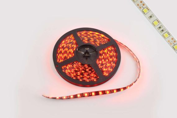 Стрічка світлодіодна SMD 5050 (червона, вологостійка, 30 крист/1м, бухта 5 м)