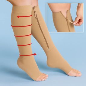 Компрессионные гольфы Zip Sox, носки от варикоза Бежевые