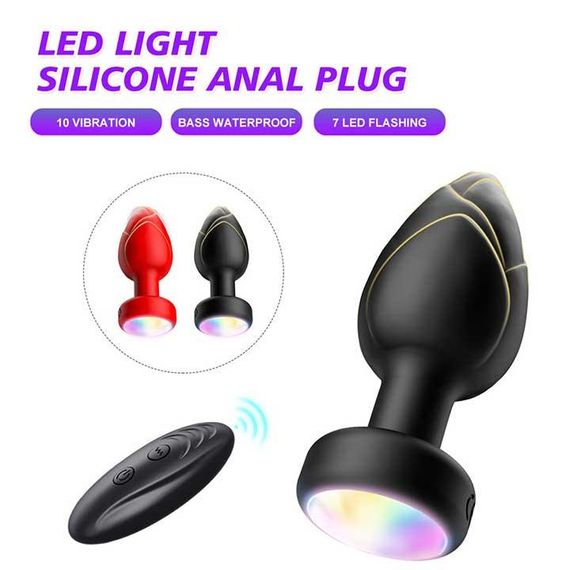 Анальна пробка що світиться з вібрацією і Д/К Light Anal Plug 3,5*9 см чорний — Анальні іграшки | Зображення 7