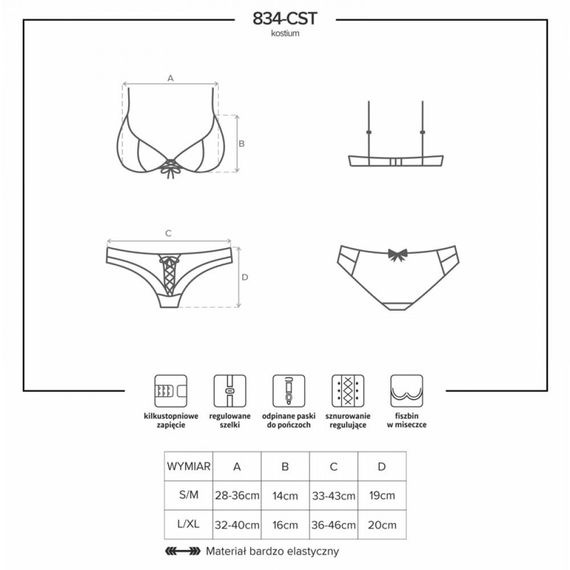 Костюм медсестри Obsessive 834-CST L/XL | Зображення 3