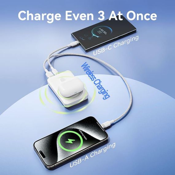 Зовнішній акумулятор Vention 10000mAh Magnetic Wireless Power Bank (USB-C + Lightning + USB-C + USB-A +Wireless) 22.5W Black LED | Зображення 8