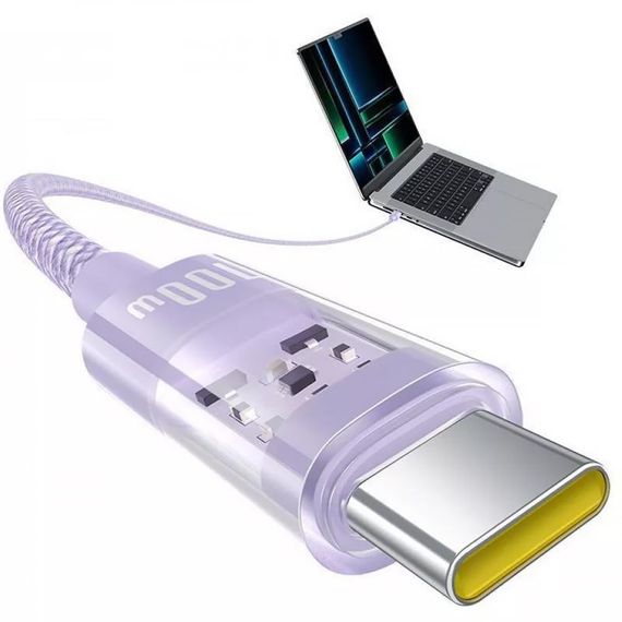 Дата кабель Baseus Gem Fast Charging Type-C to Type-C 100W (1m) (P10373000111) Nebula Purple | Зображення 3