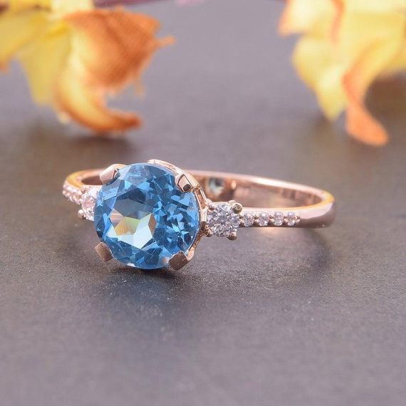 Кольцо из красного золота с топазом 16 | Зображення 2