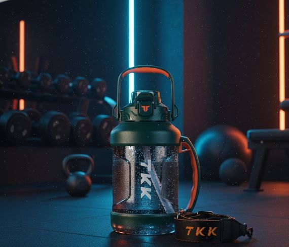 Спортивная бутылка TKK (2000 мл) - Зеленый матовый Tritan BPA-free, с эргономичной ручкой и клапаном | Зображення 7