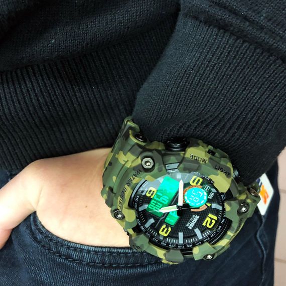 Годинник наручний чоловічий SKMEI 1520CMGN CAMO GREEN, годинник військовий чоловічий, для військовослужбовців. Колір: камуфляж | Зображення 8