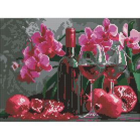 Алмазная мозаика "Вино и орхидеи" AMO8118, 30х40 см