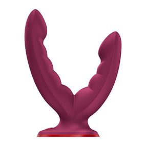 Подвійний фалоімітатор Fun Factory RYDE Wine Red, гнучкі стовбури, присоска, Червоний