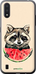 Чохол на Samsung Galaxy A01 A015F Єнотик з кавуном "4605u-1842-2448"