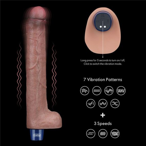 Вiбратор 10.5 REAL SOFTEE VIBRATING DILDO Sex Aura | Зображення 3