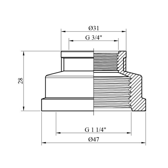 Муфта перехідна STA 1 1/4"х3/4" ВВ латунна | Зображення 1