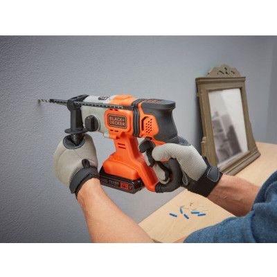 Перфоратор Black&amp;Decker SDS-Plus,18 В, 1.2 Дж, 3 режима, 2.6 кг (без АКБ и ЗУ) (BCD900B) | Зображення 2