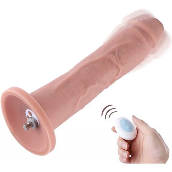 Фалоімітатор 10.2″ з вібрацією для секс-машин Hismith Silicone Dildo with Vibe, KlicLok, пульт ДК Sex Aura | Зображення 1