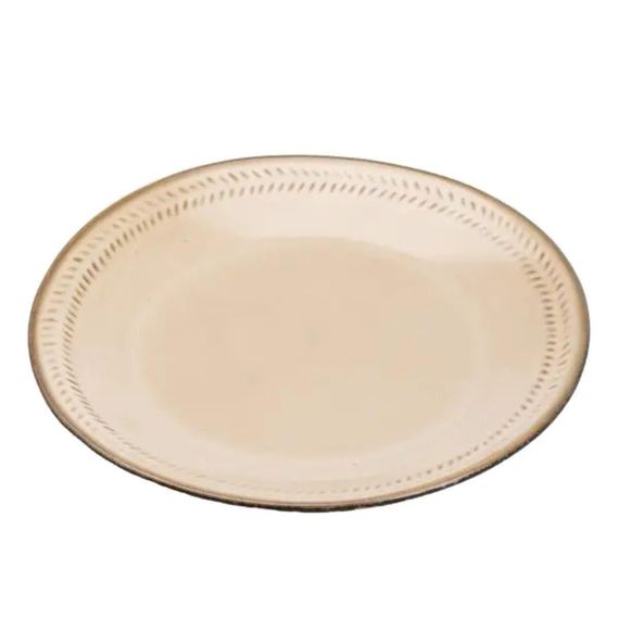Тарілка сервірувальна кругла порцелянова 22.5 см бежева HP23378