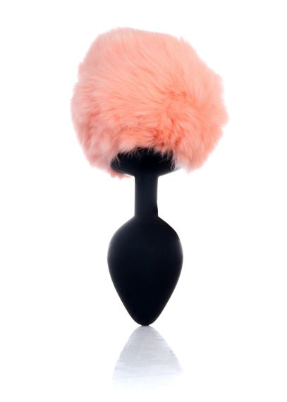 Анальна пробка - Bunny Tail Silicone Black Plug Peach | Зображення 1