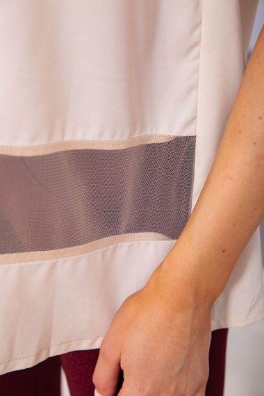 Літня шифонова блуза, з сіткою світло-бежевого кольору, 172R015 | Зображення 4