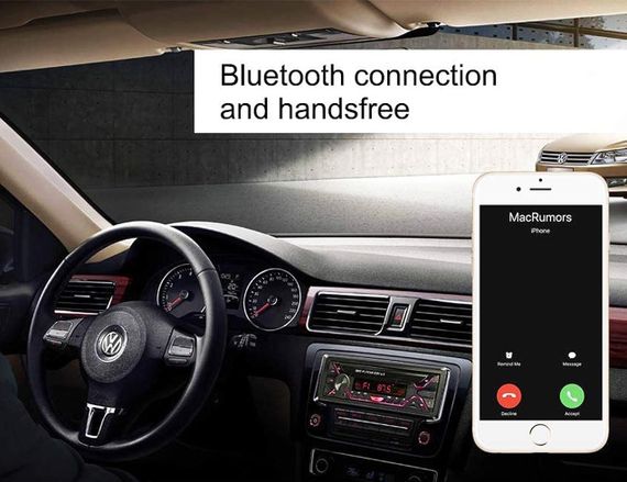 Автомагнітола RGB 5258BT F-157 Bluetooth USB TF AUX Радіо 60Wx4 7 кольорів підсвічування Чорний | Зображення 6