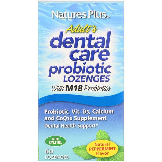 Пробіотик Nature's Plus Adult's Dental Care Probiotic 60 Lozenges Natural Peppermint Flavor NAP-04383