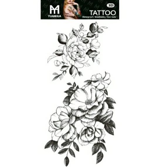 Тату tattoo тимчасове тату наклейка на тіло кущ троянд