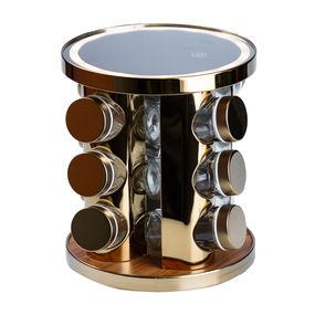 Набір баночок для спецій 12 баночок по 100 мл на підставці з дзеркалом та LED-підсвіткою