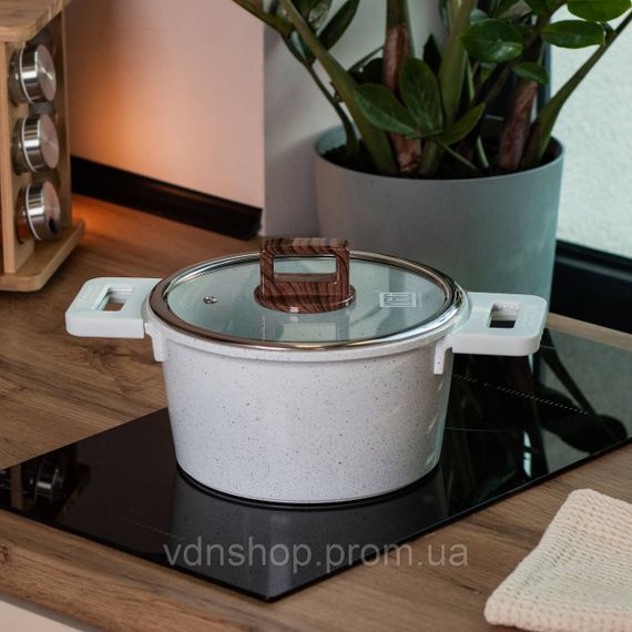 Алюминиевая кастрюля с керамическим антипригарным покрытием Ø 24 см Белая MGC HP-4-441 | Зображення 4