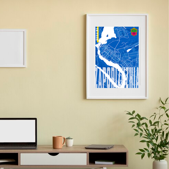 Плакат-постер з принтом Кавун Карта міста Запоріжжя Україна. Map of Zaporizhzhia Ukraine А2 ПЛ000852(А2)